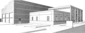 rendering sketch of the future McCammon fire station