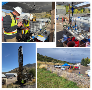 Four photos of the project team working at the landfill.